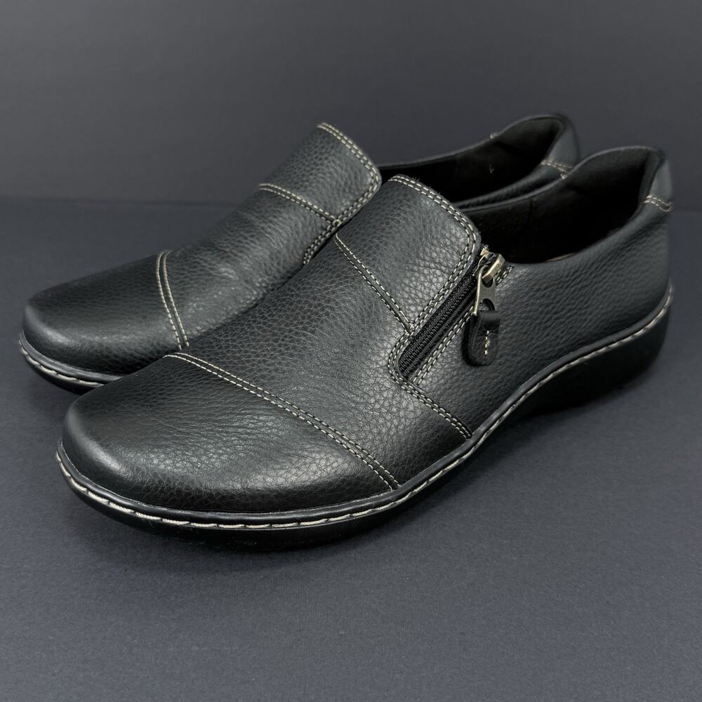 Clarks Cora Harbor Women’s 7.5 Black Leather Comfort Shoes NEW